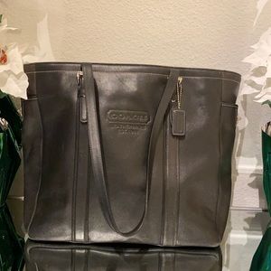 Coach large black leather tote